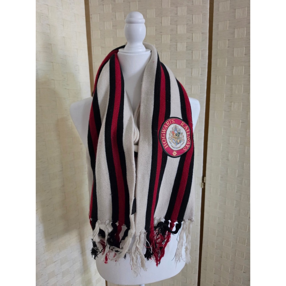 Harry Potter Hogwarts Railways Scarf Universal Studios Striped Knit Red Black